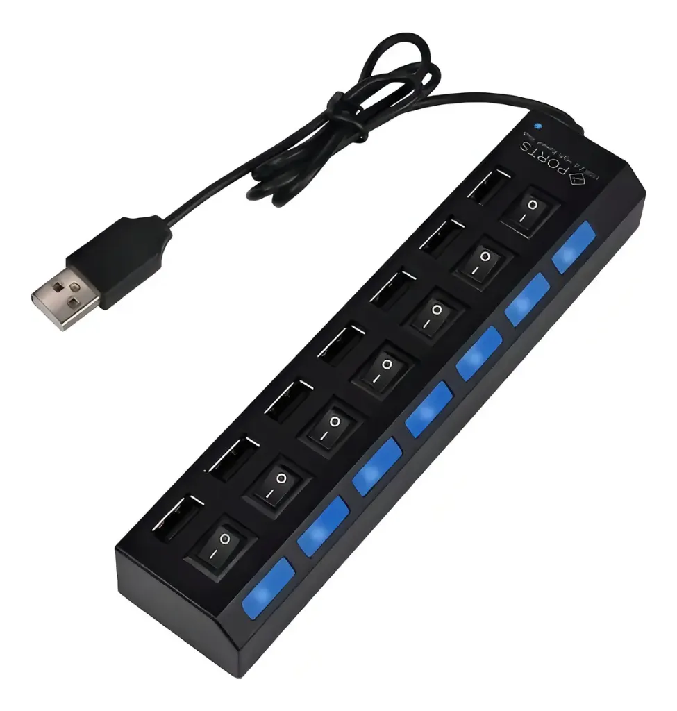 Hub 7 Puertos Multipuerto USB 2.0 - Con Switch Individual