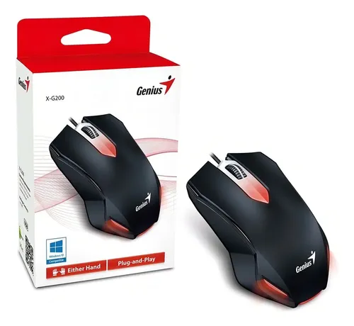 MOUSE GAMER GENIUS X-G200 CON LUCES LED, DISEÑO AMBIDIESTRO