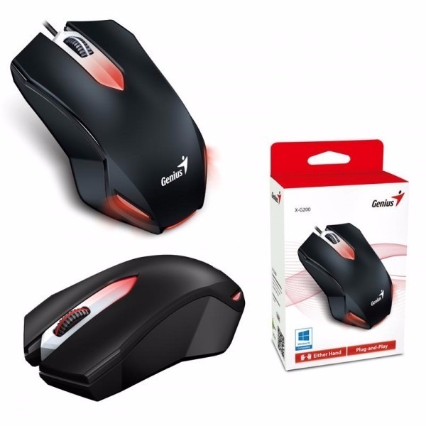 MOUSE GAMER GENIUS X-G200 CON LUCES LED, DISEÑO AMBIDIESTRO