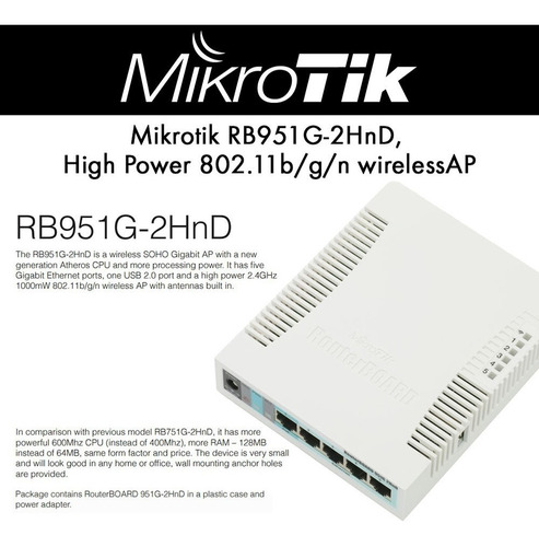 RouterBoard Microtik Rb951ui-2hnd 128 Mb de RAM