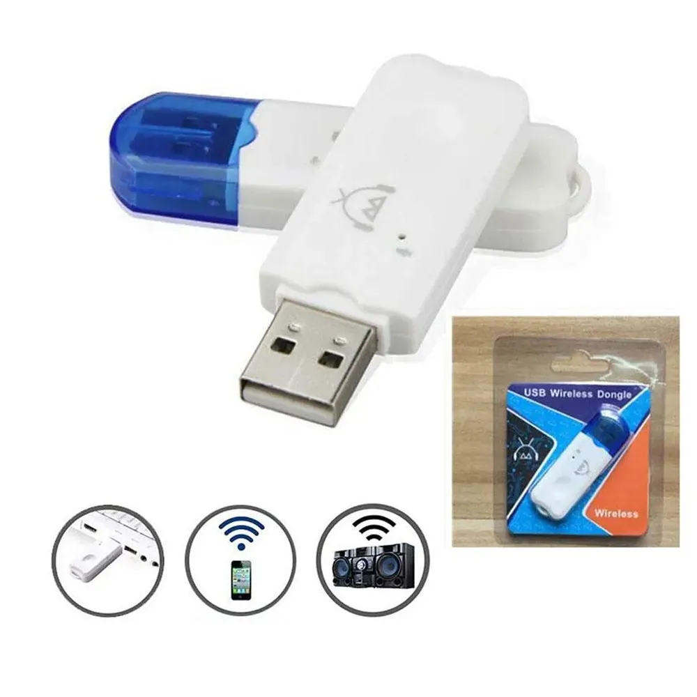 BT Car Bluetooth Dongle Receptor USB Audio Inalámbrico Blanco